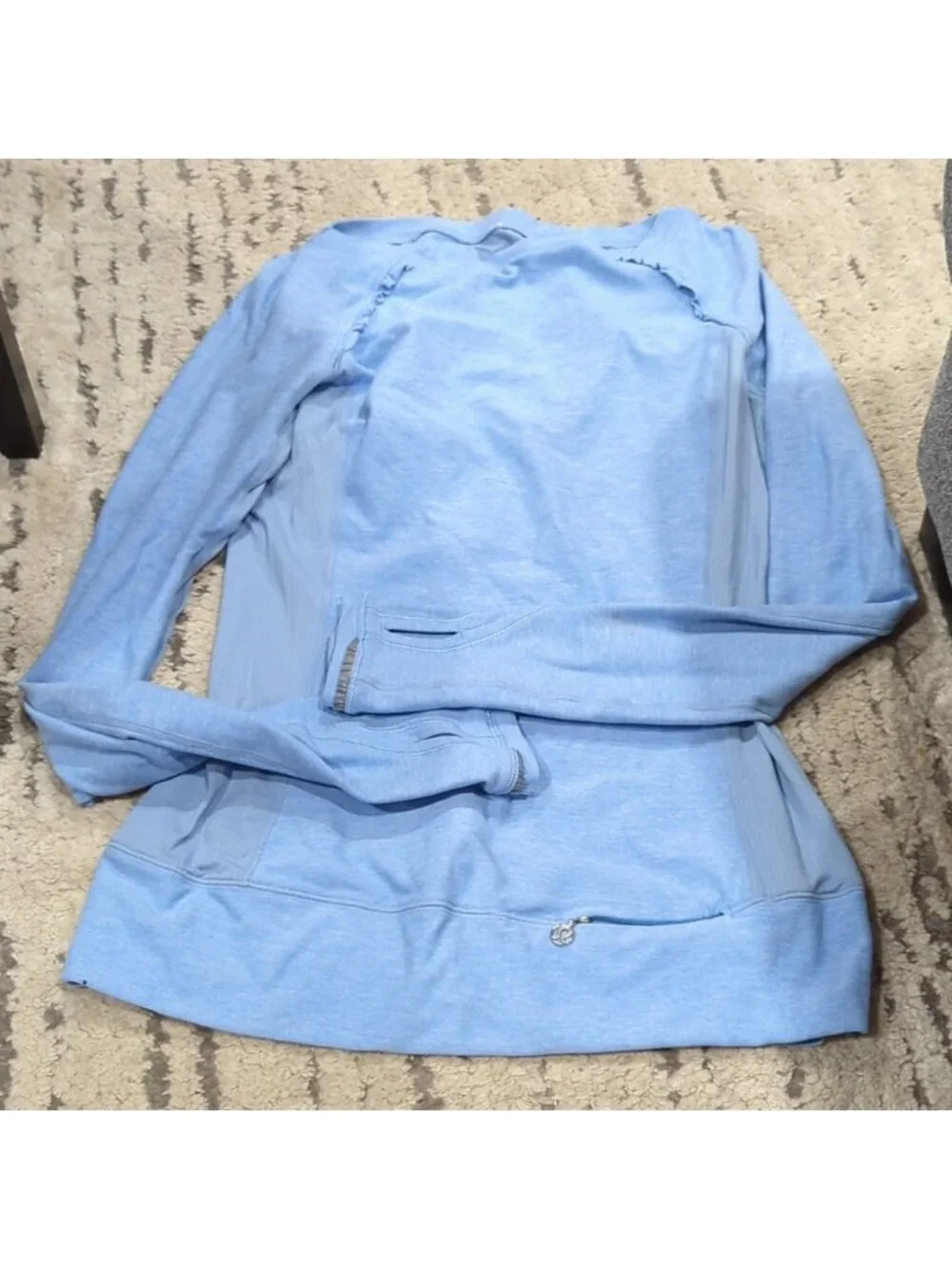 lululemon full tilt ruffle seam long sleeve light heathered blue